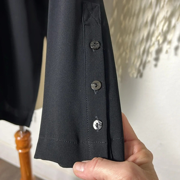 Blanque Black Long Sleeve Off Set Button Down Over shirt Jacket Lagenlook Size 1 - Picture 7 of 11